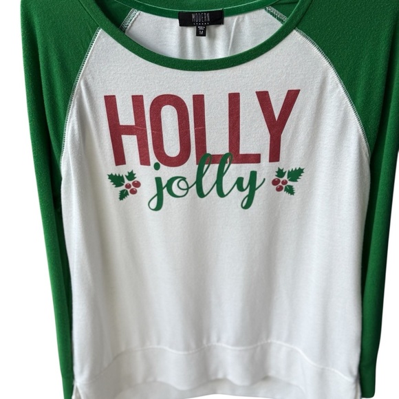 Festive Green and White Holiday Top - Picture 2 of 4